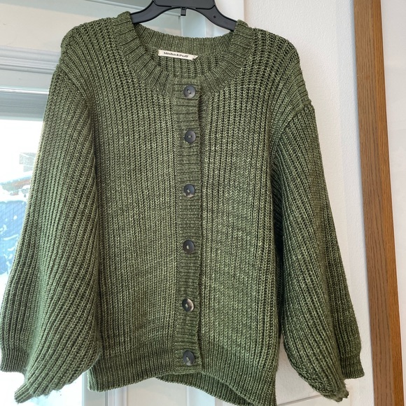 Misha And Puff Sweaters - NWOT Misha & Puff Wool Fisherman's Cardigan in Lichen